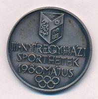 Tóth Sándor (1933-2019) 1980. Nyíregyházi Sporthetek 1980 május kétoldalas ezüstpatinázott fém emlékérem (42,5mm) T:1-,2 patina, kis ph
