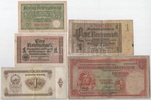 Vegyes: Franciaország 1939. 100Fr + 1941. 100Fr (anyaghiány) + Németország 1923-~1945. 5xklf bankjegy + Mongólia 1966. 1T + Uruguay 1937. 1P T:III,III- Mixed: France 1939. 100 Francs + 1941. 100 Francs (missing material) + Germany 1923-~1945. 5xdiff banknote + Mongolia 1966. 1 Tugrik + Uruguay 1937. 1 Peso C:F,VG