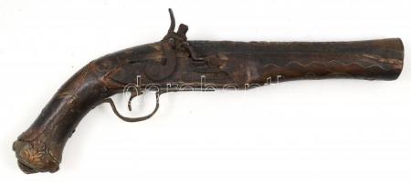 Régi pisztoly gyűjtői replikája, h: 35 cm