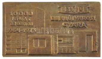 1973. BVM Dunaújvárosi Gyára - 1000 lakás elemei 1964-1973 egyoldalas, öntött bronz plakett, eredeti dísztokban (63x111mm) T:1-