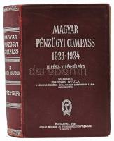 1924 Magyar Pénzügyi Compass 1923-1924, II. rész: Vidék-Külföld, szerk.: Kormos Gyula, kiadói egészvászon kötés, sérült