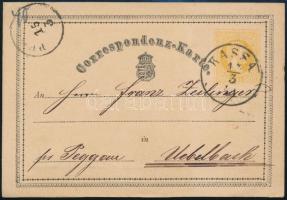 1871 2kr díjjegyes levelezőlap "KASSA"