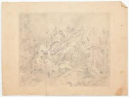 Muhits Sándor (1882-1956): Libák. Ceruza, papír, jelzés nélkül, sérült, 25×32 cm
