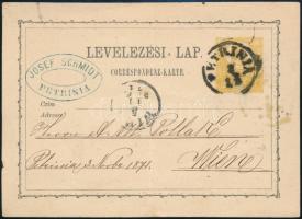 1871 2kr díjjegyes levelezőlap "PETRINIA"