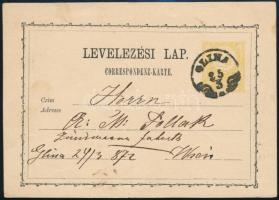 1872 2kr díjjegyes levelezőlap "GLINA"