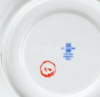 Zsolnay virág mintás 4 db teás csésze aljjal. Matricás, jelzett, kopott