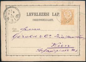 1873 2kr díjjegyes levelezőlap "ZICHYFALVA TORONT. M. "