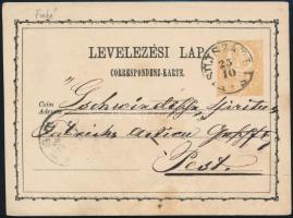 1874 2kr díjjegyes levelezőlap "KISÚJSZÁLLÁS"
