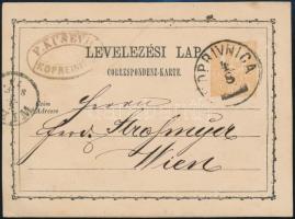 1873 2kr díjjegyes levelezőlap "KOPRIVNICA"