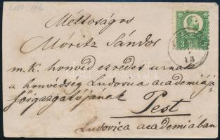 1873 Réznyomat 3kr helyi levélen 