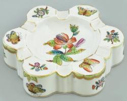 Herendi Viktória mintás porcelán hamutál Kézzel festett, jelzett (125 éves jubileum) kopásokkal, d: 15 cm