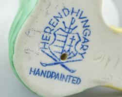 Herendi kacsa, kézzel festett porcelán, jelzett, hibátlan, m:9cm