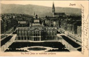1903 Zagreb, Zágráb; Trg Franje Josipa sa umjetnickim paviljonom / square, art pavilion (EK)