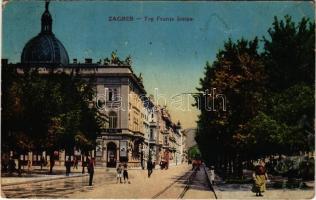1915 Zagreb, Zágráb; Trg Franje Josipa / square, tram (fa)
