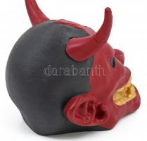 Tradicionális japán hannya maszk, ragasztott szarvakkal, 3D-s nyomtatott, festett,16,5x19 cm