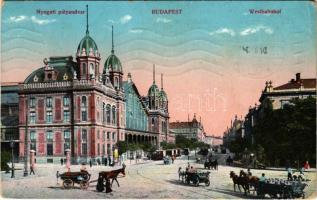 1914 Budapest VI. Nyugati pályaudvar, vasútállomás, villamos (EK)