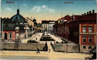 1918 Miskolc, Erzsébet tér. Vasúti levelezőlapárusítás 43. sz. 1917. (EB)