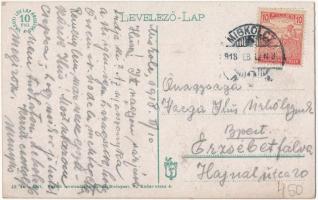 1918 Miskolc, Erzsébet tér. Vasúti levelezőlapárusítás 43. sz. 1917. (EB)