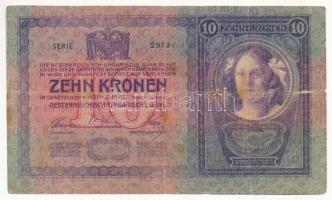 1904. 10K piros "MAGYARORSZÁG" körbélyegzővel T:III,III- hajtás mentén szakadás