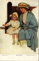 1919 Her Offering Lady art postcard with child. The Knapp Co. Paul Heckscher Imp. No. 1038-4. s: Marion Powers (EK)