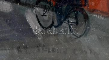 Balogh Ervin (1925- ) Esti utca (Budapest). Olaj, vászon. Jelzett. Hátoldalán Képcsarnok Vállalat ci...