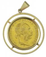 Ausztria 1915. 1D Au "Ferenc József" utánveret, karikán jelzett medál foglalatban (~3,49g/...