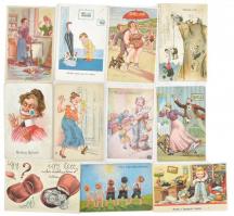 Kb. 92 db főleg RÉGI humoros motívum képeslap vegyes minőségben / Cca. 92 mostly pre-1945 humorous motive postcards in mixed quality