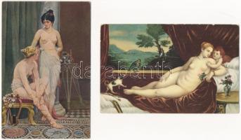 6 db RÉGI erotikus képeslap vegyes minőségben / 6 pre-1945 erotic postcards in mixed quality