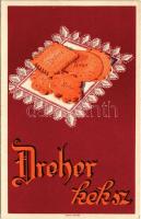 Dreher keksz reklám. Dreher-Maul kakaó- és csokoládégyár r.-t. / Hungarian biscuit advertisement card