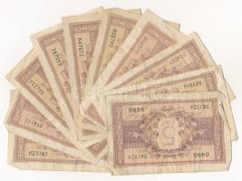 Olaszország 1944. 5L (10x) T:III,III-
Italy 1944. 5 Lire (10x) C:F,VG
Krause P#31