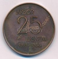 Kiss Sándor (1925-1999) 1988. Arbor Lignum 1963-1988 kétoldalas Br emlékérem (42mm) T:2 patina, karc
