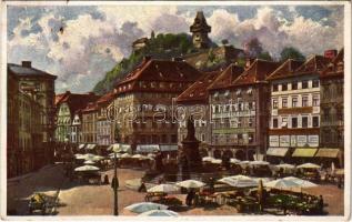 1918 Graz, Hauptplatz / market square, shops, cafe