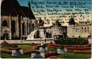 Kolozsvár, Cluj; Mátyás király tér és szobor / square and statue (EB)