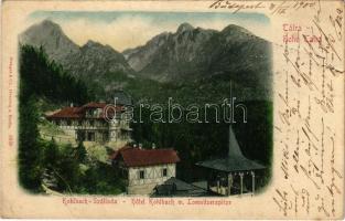 1900 Tátra, Vysoké Tatry; Tarpataki szállodák / Hotel Kohlbach m. Lomnitzerspitze (szakadás / tear)