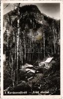 1942 Kovászna-fürdő, Baile Covasna; sikló, erdő, iparvasút. Hátoldalon Kovászna visszatérése 1940. Szeptember 13. / forest, industrial funicular railway