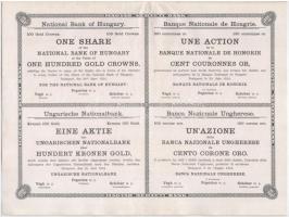 Budapest 1924. "Magyar Nemzeti Bank" magyar, angol, francia, német és olasz nyelvű részvén...