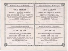 Budapest 1924. "Magyar Nemzeti Bank" magyar, angol, francia, német és olasz nyelvű részvén...