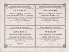 Budapest 1924. "Magyar Nemzeti Bank" magyar, angol, francia, német és olasz nyelvű részvén...