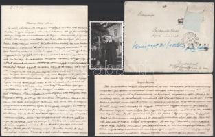 cca 1934 Petter Géza (1868-1940) pesterzsébeti plébános, a Pestszenterzsébeti Takarékpénztár társelnökének 2 db személyes hangú levele, autográf aláírásaival, egyik eredeti sérült borítékban + 1 db fotó