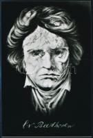Trükkös portré: Beethoven arca női aktokkal díszítve, 1 db fotómásolat Fekete György budapesti fényképész hagyatékából, mai nagyítás, 15x10 cm