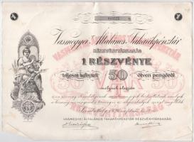 Szombathely 1926. "Vasmegyei Általános Takarékpénztár Részvénytársaság" részvénye 50P-ről ...