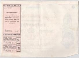 Szombathely 1926. "Vasmegyei Általános Takarékpénztár Részvénytársaság" részvénye 50P-ről ...