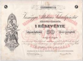 Szombathely 1926. "Vasmegyei Általános Takarékpénztár Részvénytársaság" részvénye 50P-ről ...
