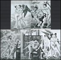 Erotikus könyv illusztrációi az 1700-as évekből, 5 db mai nagyítás egy műgyűjtő hagyatékából, jelzés nélkül, 15x10 cm
