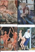 Szex jelenetek francia képzőművészeti alkotásokon, 4 db mai nagyítás egy műgyűjtő hagyatékából, jelzés nélkül, 15x10 cm