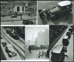 cca 1933/2022 Budapesti automobilok, Kinszki Imre budapesti fotóművész felvételei, 5 db mai nagyítás, jelzés nélkül, 15x10 cm
