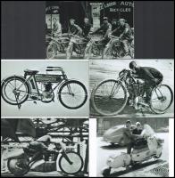 Eltérő időben és különböző helyszíneken készült motoros fotók, 5 db mai nagyítás Fekete György budapesti fényképész gyűjteményéből, jelzés nélkül 10x15 cm