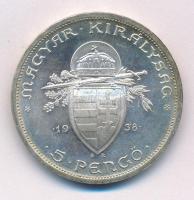 1938. 5P Ag "Szent István" T:1- patina Adamo P8.1