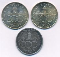 1992-1993. 200Ft Ag "MNB" (3x) T:1-,2 patina Adamo F13