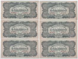 1944. 20P (6x) A Vöröshadsereg Parancsnoksága, két csoportban sorszámkövetők BX 483586 - BX 483588 és BX 483590 - BX 483592 T:I,I- Adamo P45